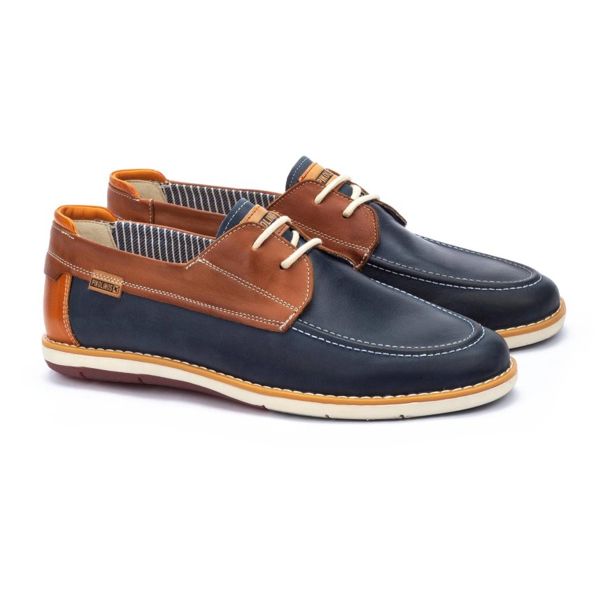 Men's Pikolinos JUCAR Boat Shoes Blue / Brown | NZ A082597